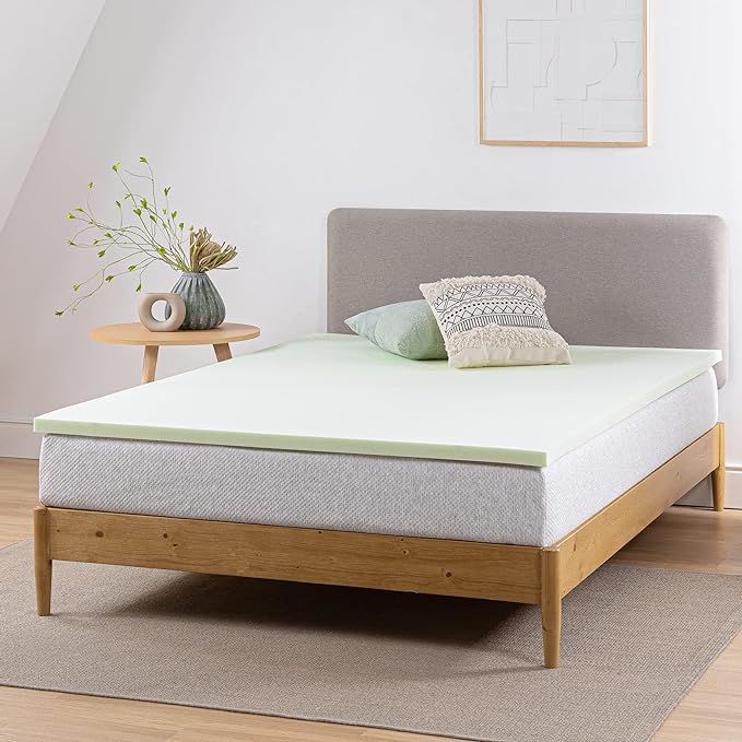 Full 1.5 Inch Green Tea Memory Foam Mattress Topper
